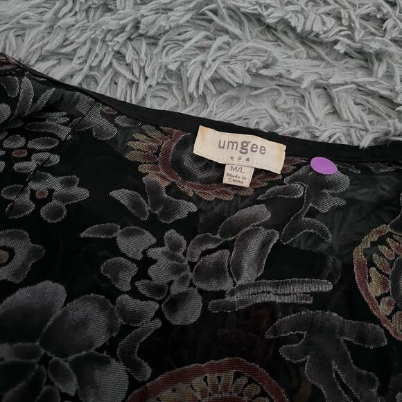 Umgee Sheer Paisley Kimono Burnout Velvet Floral Medium/ Large Festival Boho - Picture 6 of 8